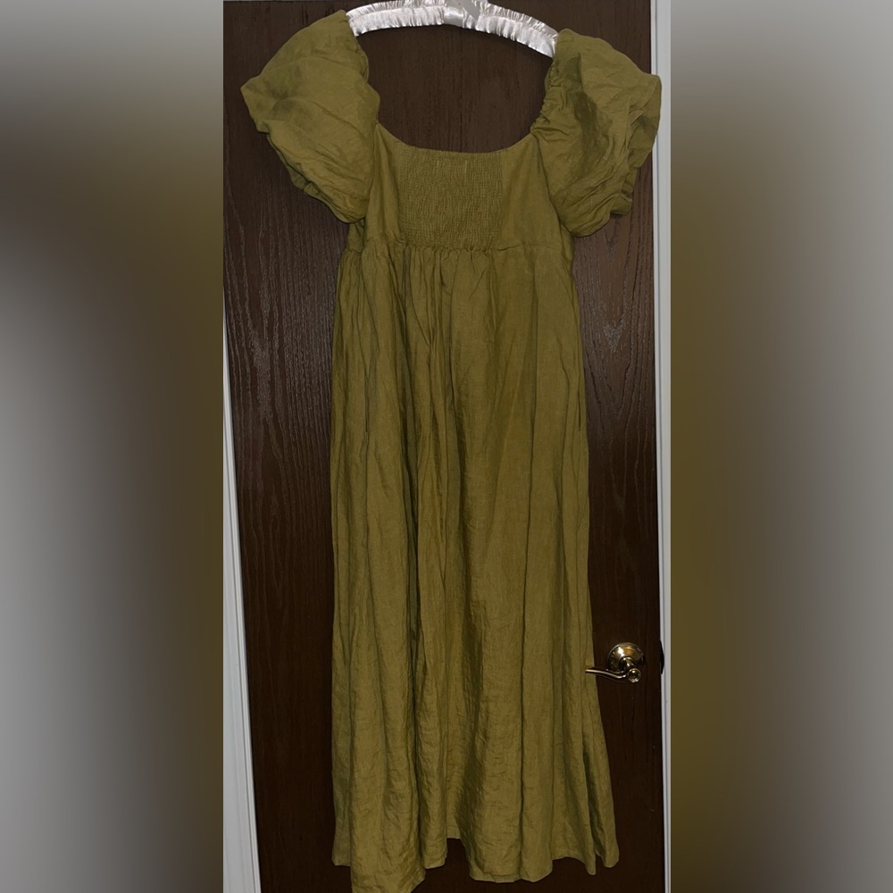 Solai the Label French Riviera Linen Dress in Olive, size XL - Picture 9 of 10